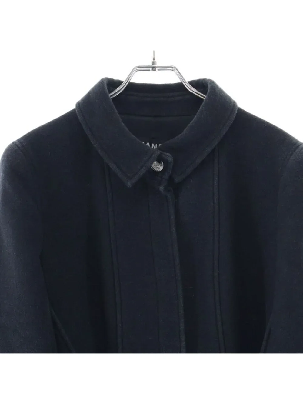Chanel Wool&cashmere Long Coat CC Logo Button Wool Cashmere Black
